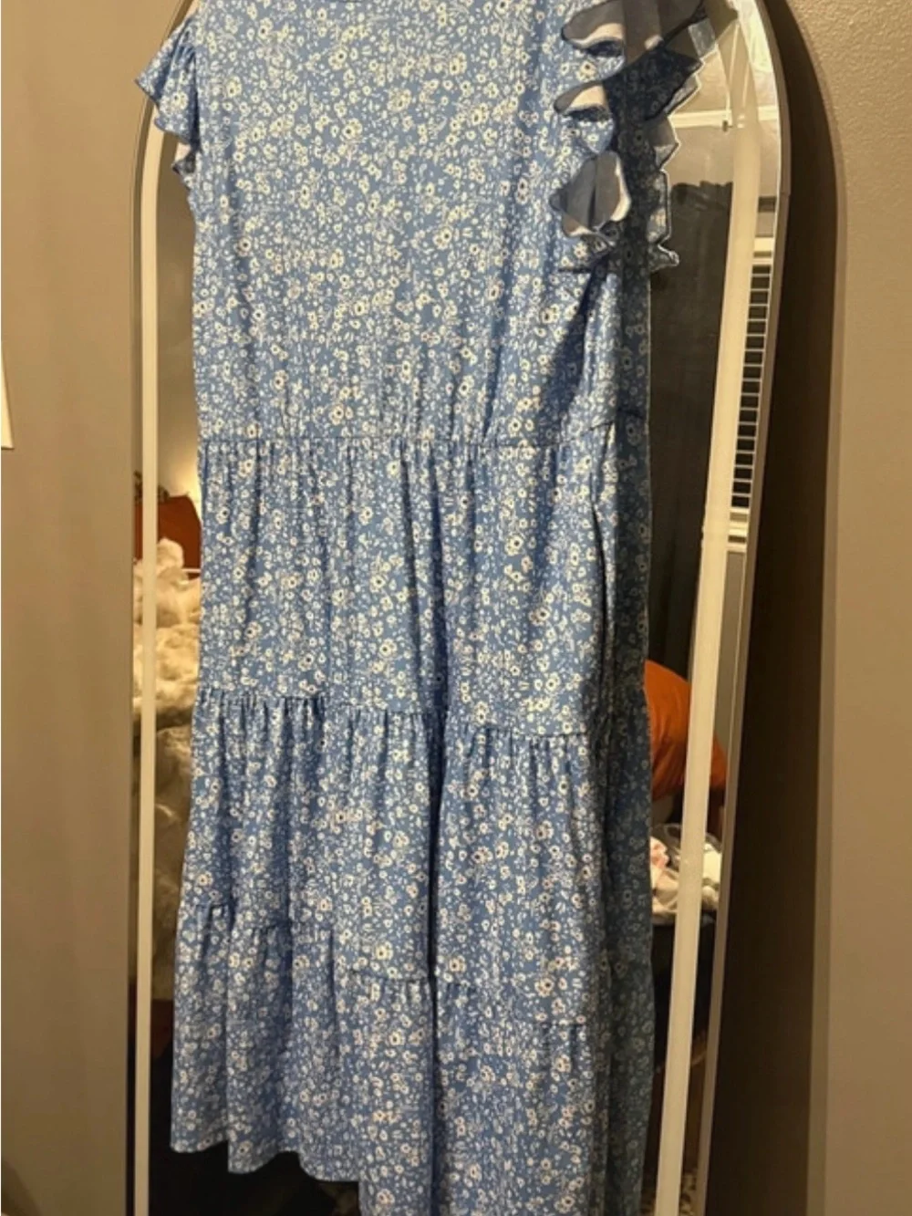 Blue Floral Tiered Dress